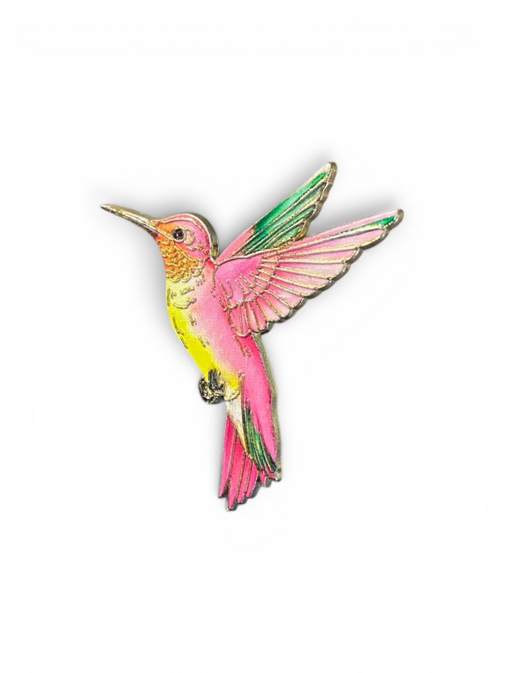 Pink & Yellow Hummingbird Enamel Pin